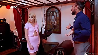 Stepson Walks In On Blonde Stepdaughter Giving Stepdad A Blowjob