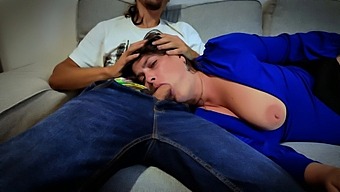 Clothed Stepmom Gets Her Mouth Thoroughly Fucked By Stepson!